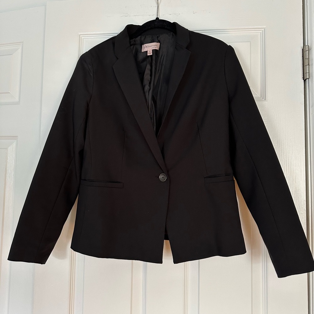 PHILOSOPHY SZ 8 BLACK BLAZER EUC